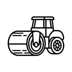 road roller as a simple single icon logo, line art, vector illustration, isolated on transparent background