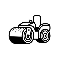 road roller as a simple single icon logo, line art, vector illustration, isolated on transparent background