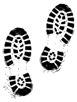 Hand drawn boot print set featuring two distinct footprints for journey and tracking concepts