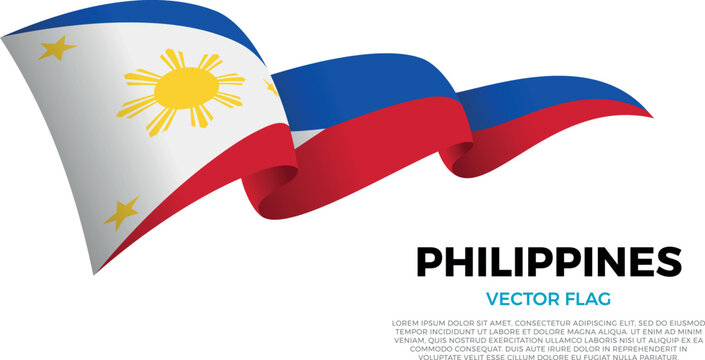 Flag of Philippines. Filipino and Asian Culture. Shining flag with realistic shadows waving in three layers. The elegant curves and realistic shading create a sense of motion