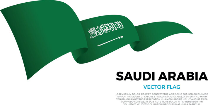 Flag of Saudi Arabia. Saudi and Arabian Culture. Shining flag with realistic shadows waving in three layers. The elegant curves and realistic shading create a sense of motion