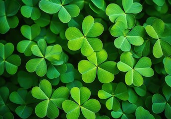 A vibrant close-up of lush green clover leaves, showcasing their distinct shape and rich colors, evoking a sense of nature and tranquility.