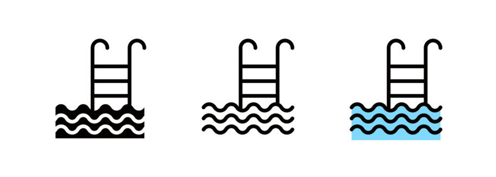 Pool and ladder icon, swimming facility logo