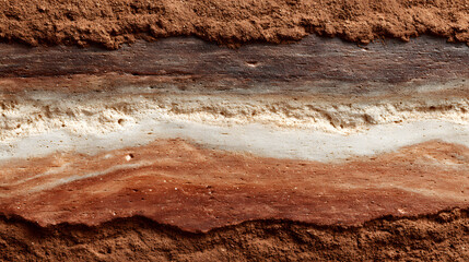 Stunning photo of seamless rammed earth clay texture tile top view natural red brown layers wall ground for surface mapping architecture game design 2d flat.