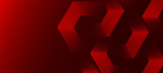 Abstract dark red background with hexagon lines. Vector illustration