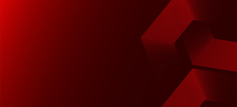 Abstract dark red background with hexagon lines. Vector illustration