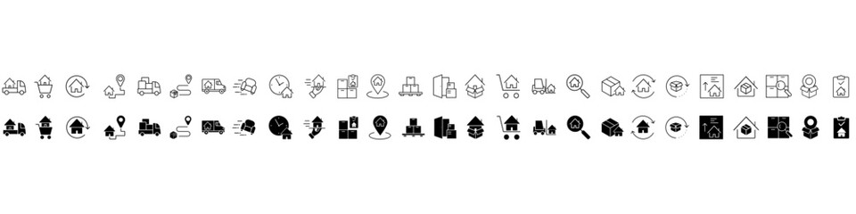 Relocation editable vector icon set. Moving services Illustration sign collection. Moving symbol. shipping logo.