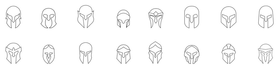 Helmet icon vector set. Knight's helmet Illustration sign collection. Medieval helmet symbol. Armor logo.