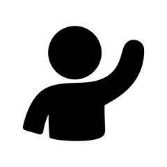 Human silhouette waving hand greeting people icon on white background.