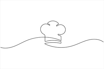 Minimalist chef hat continuous one line drawing vector illustration