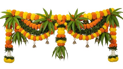 Handmade Style Marigold Floral Toran Bandhanwar for Wedding Entrance, Temple, Pooja Room and Festival Decoration