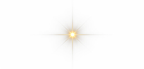 Obraz premium Glowing Golden Starburst Lens Flare PNG with Transparent Background