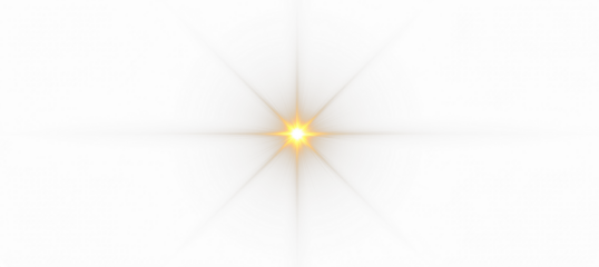 Glowing Golden Starburst Lens Flare PNG with Transparent Background