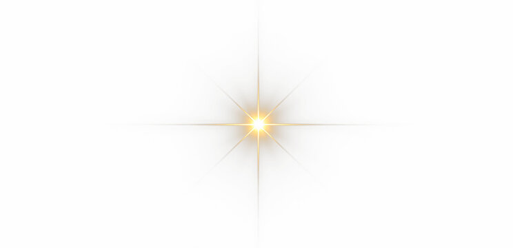 Glowing Golden Starburst Lens Flare PNG with Transparent Background
