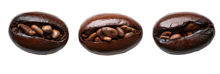 Three dark brown round shapes against transparent background