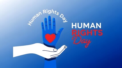 Human rights day awareness poster with symbolic hand gesture