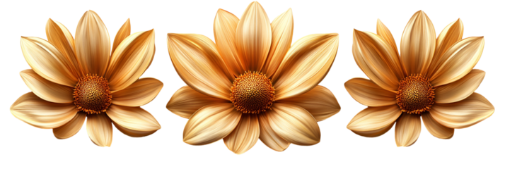 Three decorative orange flowers abstract design