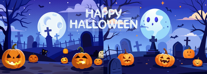Halloween pumpkin and black background vector 