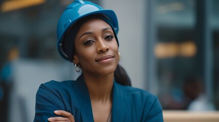 A woman mayor inspecting a new public infrastructure project with urban planners, wearing a hard hat as she discusses community impact — civic leadership and hands-on administration. cinematic