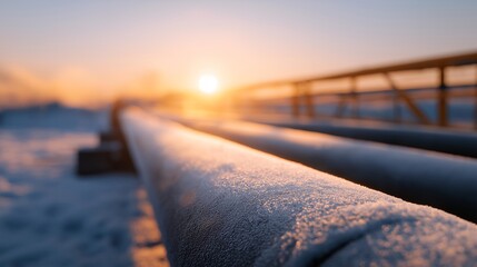 A winter pipeline inspection robot crawling through frost-coated conduits, engineers monitoring real-time thermal and pressure data to prevent cold-weather ruptures. cinematic color correction,
