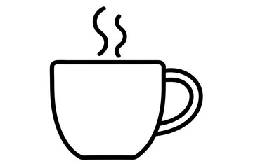 Simple Coffee Mug with Steam Icon &ndash; Hot Drink Line Symbol