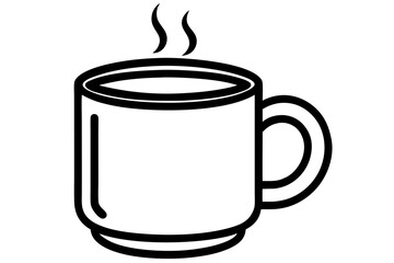 Simple Coffee Mug with Steam Icon &ndash; Hot Drink Line Symbol