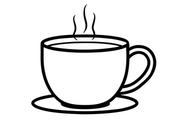 Simple Coffee Mug with Steam Icon &ndash; Hot Drink Line Symbol