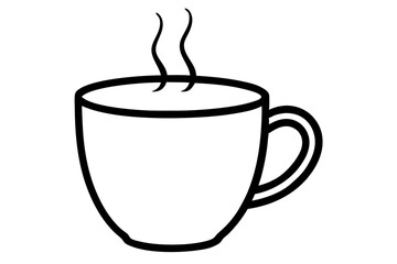 Simple Coffee Mug with Steam Icon &ndash; Hot Drink Line Symbol