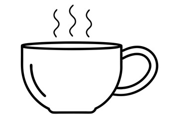 Simple Coffee Mug with Steam Icon &ndash; Hot Drink Line Symbol
