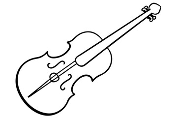 Violin Line Drawing Illustration &ndash; Classical Musical Instrument Outline