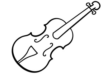 Violin Line Drawing Illustration &ndash; Classical Musical Instrument Outline