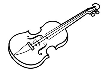 Violin Line Drawing Illustration &ndash; Classical Musical Instrument Outline