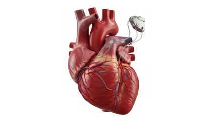 Detailed human heart illustration isolated on transparent background