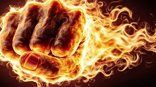 Fiery Fist Concept Symbolizing Power and Strength