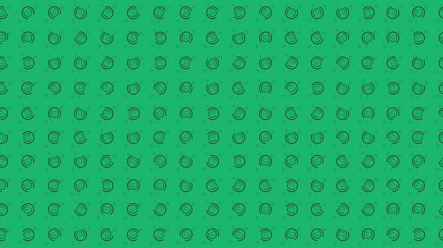 A repeating pattern of small, dark green abstract shapes on a vibrant green background, creating a textured and modern graphic design.