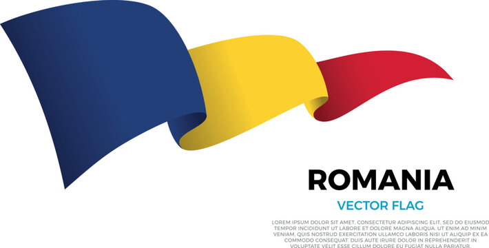 Flag of Romania. Romanian and East European Culture. Shining flag with realistic shadows waving in three layers. The elegant curves and realistic shading create a sense of motion