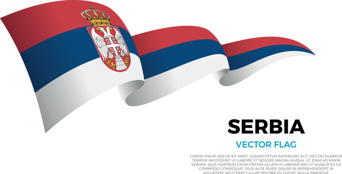 Flag of Serbia. Serbian and European Culture. Shining flag with realistic shadows waving in three layers. The elegant curves and realistic shading create a sense of motion