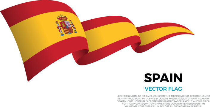 Flag of Spain. Spanish and European Culture. Shining flag with realistic shadows waving in three layers. The elegant curves and realistic shading create a sense of motion