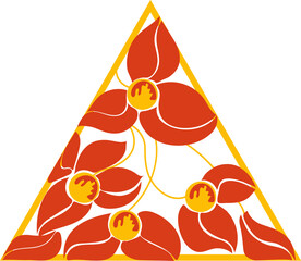 Abstract flowers in a triangular frame for postcards, presentations, websites, stickers, for printing on clothes.