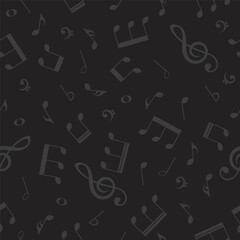 Music notes seamless pattern, musical background, vector illustration.