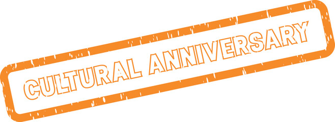 Commemorative orange cultural anniversary stamp for heritage events and significant milestone celebrations