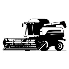 Combine Harvester as a simple single icon logo, line art, vector illustration , isolated on transparent background 