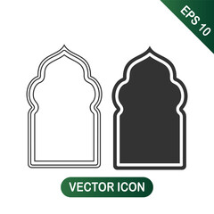 Islamic Arch Frame and Solid Icon Set