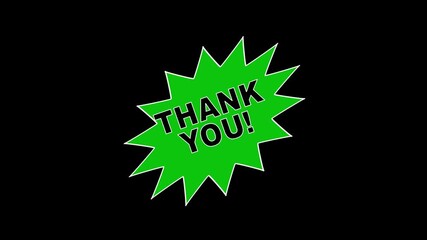 Thank you animation in comic style with bomb and green screen background for video editing and presentations