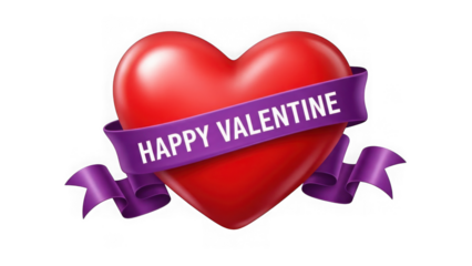 Happy valentine heart isolated on transparent background