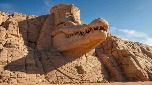 Ancient Sobek monument carved into rock
