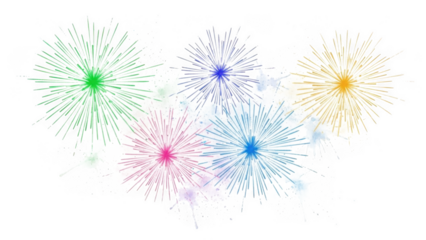 Colorful fireworks burst isolated on transparent background