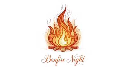 Bonfire night illustration isolated on transparent background