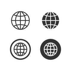 Website contact icons set. Simple globe icon. Simple website symbols