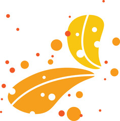 Vector art of vibrant orange and yellow abstract shapes with white dots